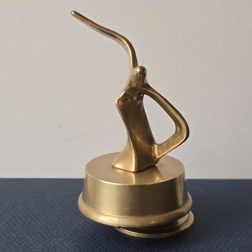 Mid-Century Modern Solid Brass Minimalist Seagull In Flight Music Box